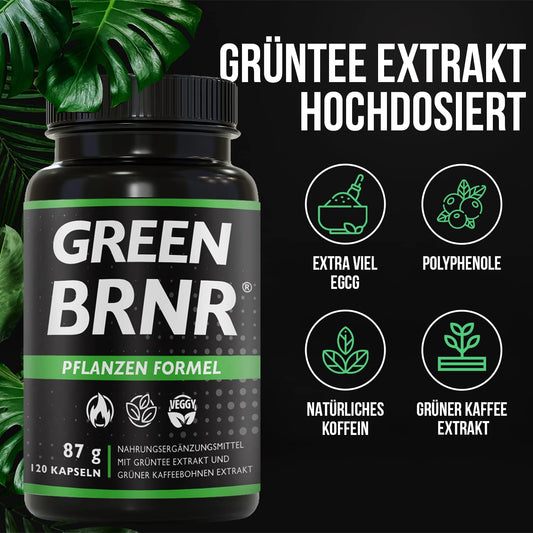 GREEN BRNR Grüntee Extrakt hochdosiert, 120 Kapseln
