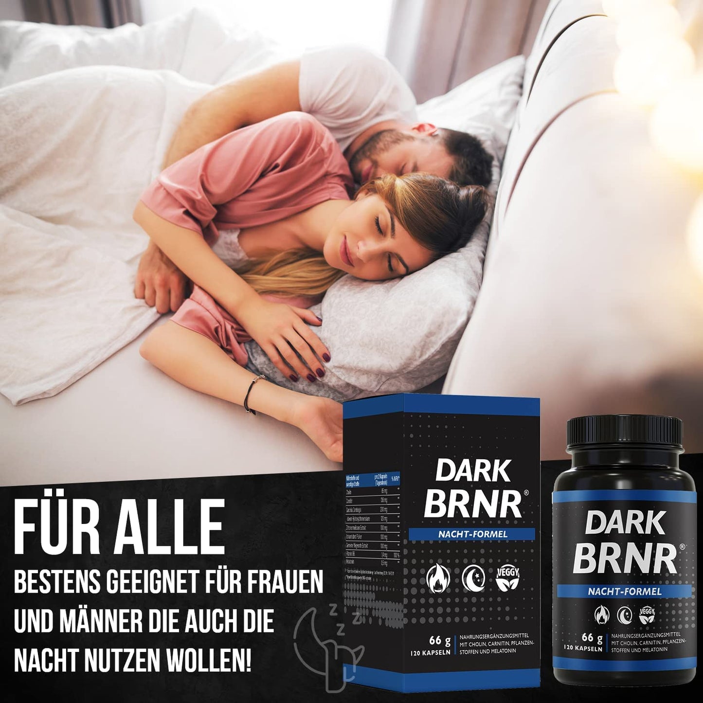 DARK BRNR Nacht-Formel mit Melatonin, 120 Kapseln