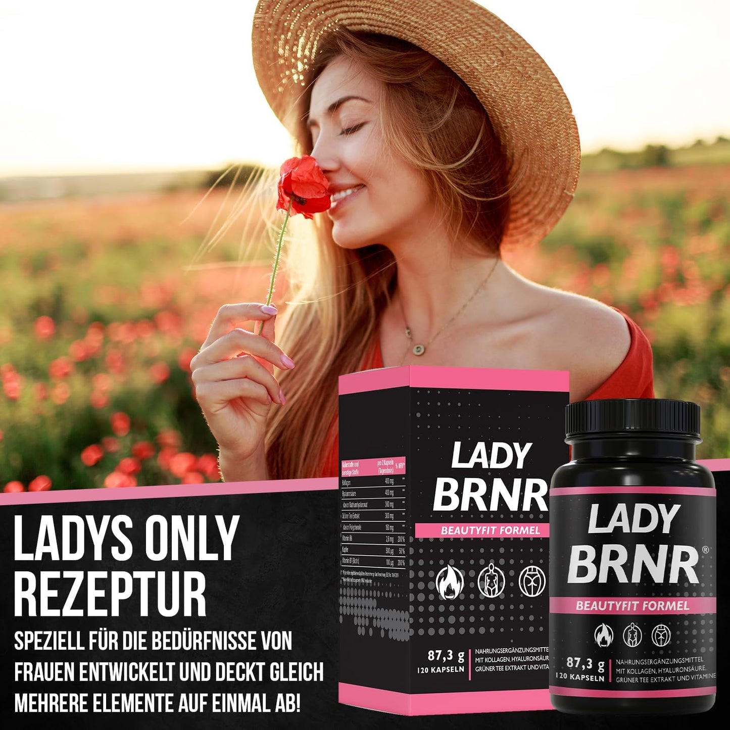 LADY BRNR BeautyFit Stoffwechsel Kollagen Formel, 120 Kapseln