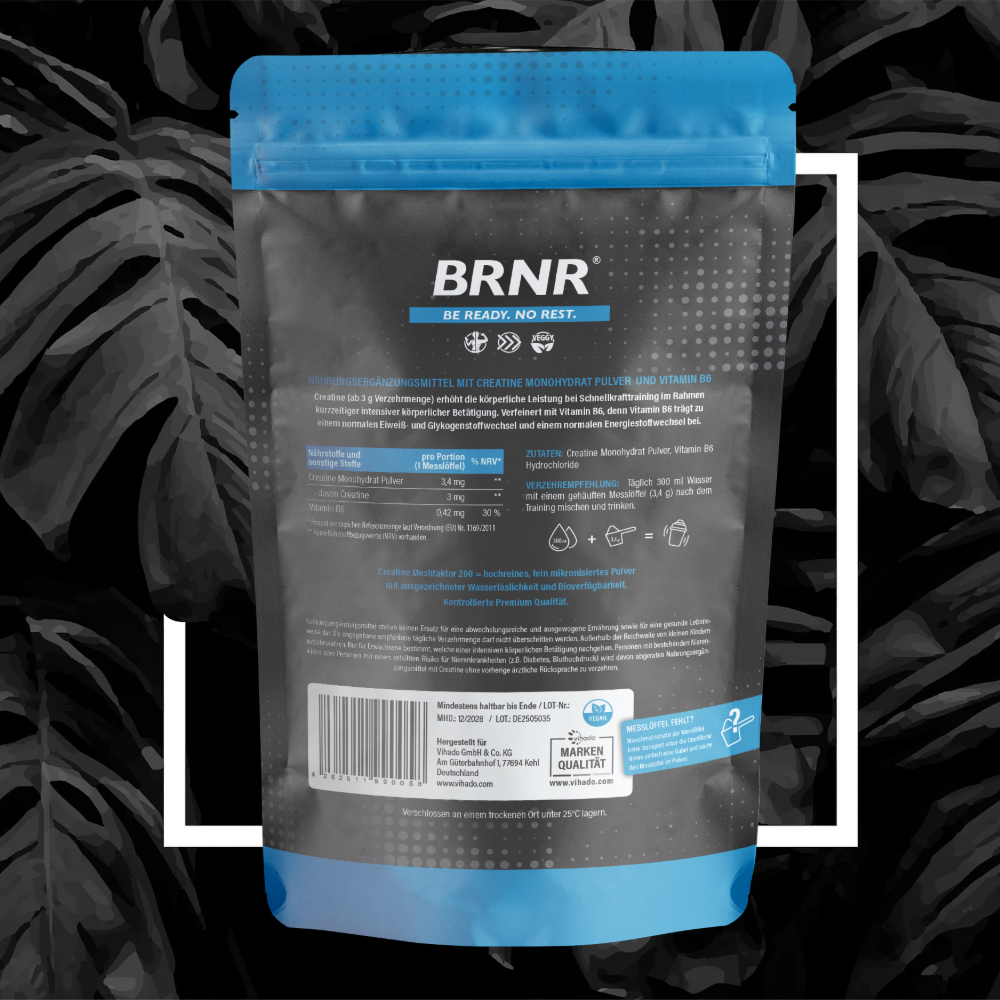 BRNR Creatine Pulver, Creatin Monohydrat, 500g