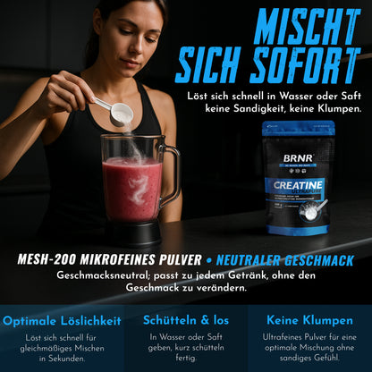 BRNR Creatine Pulver, Creatin Monohydrat, 500g