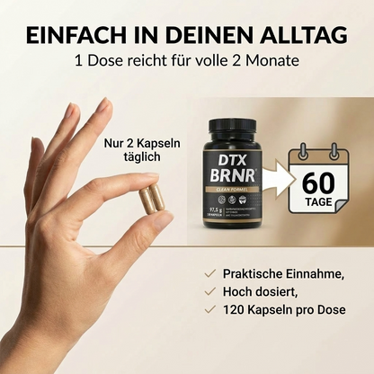 DTX BRNR Leber + Stoffwechsel Formel, 120 Kapseln
