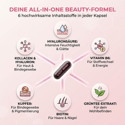 LADY BRNR BeautyFit Stoffwechsel Kollagen Formel, 120 Kapseln