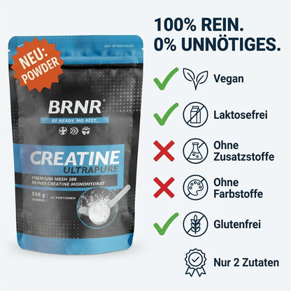 BRNR Creatine Pulver, Creatin Monohydrat, 500g